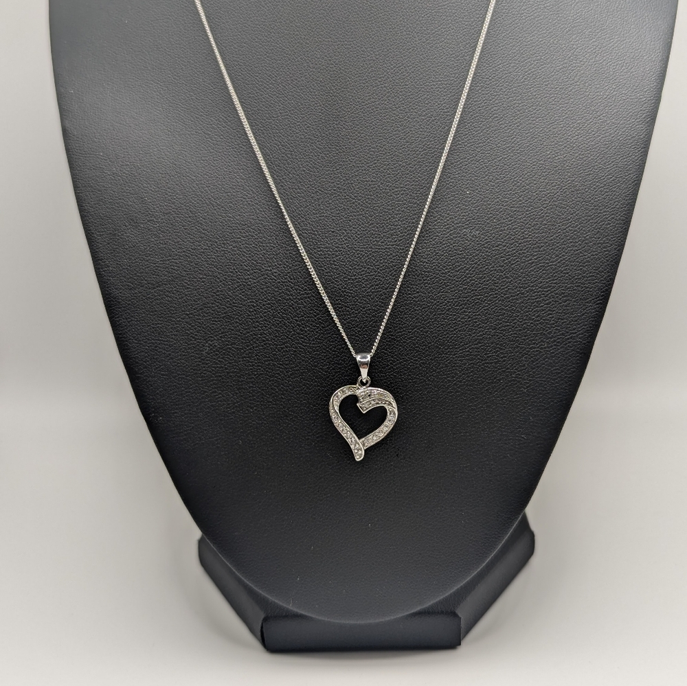 Sterling and CZ Heart Necklace 18"